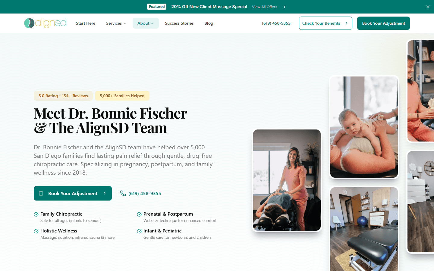 AlignSD about page with team photo and practice story