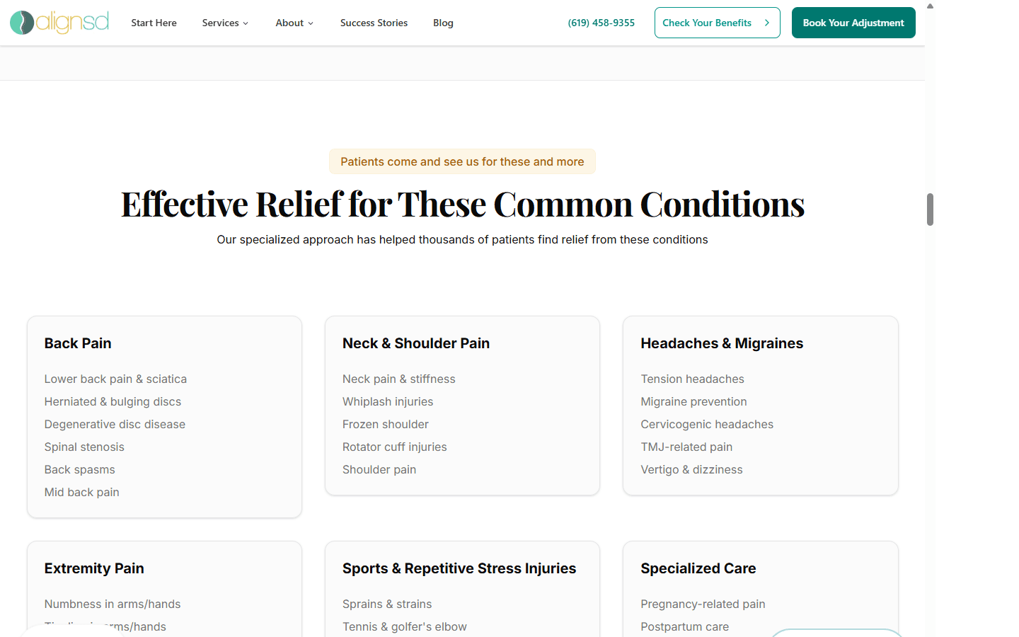 AlignSD patient reviews grid layout