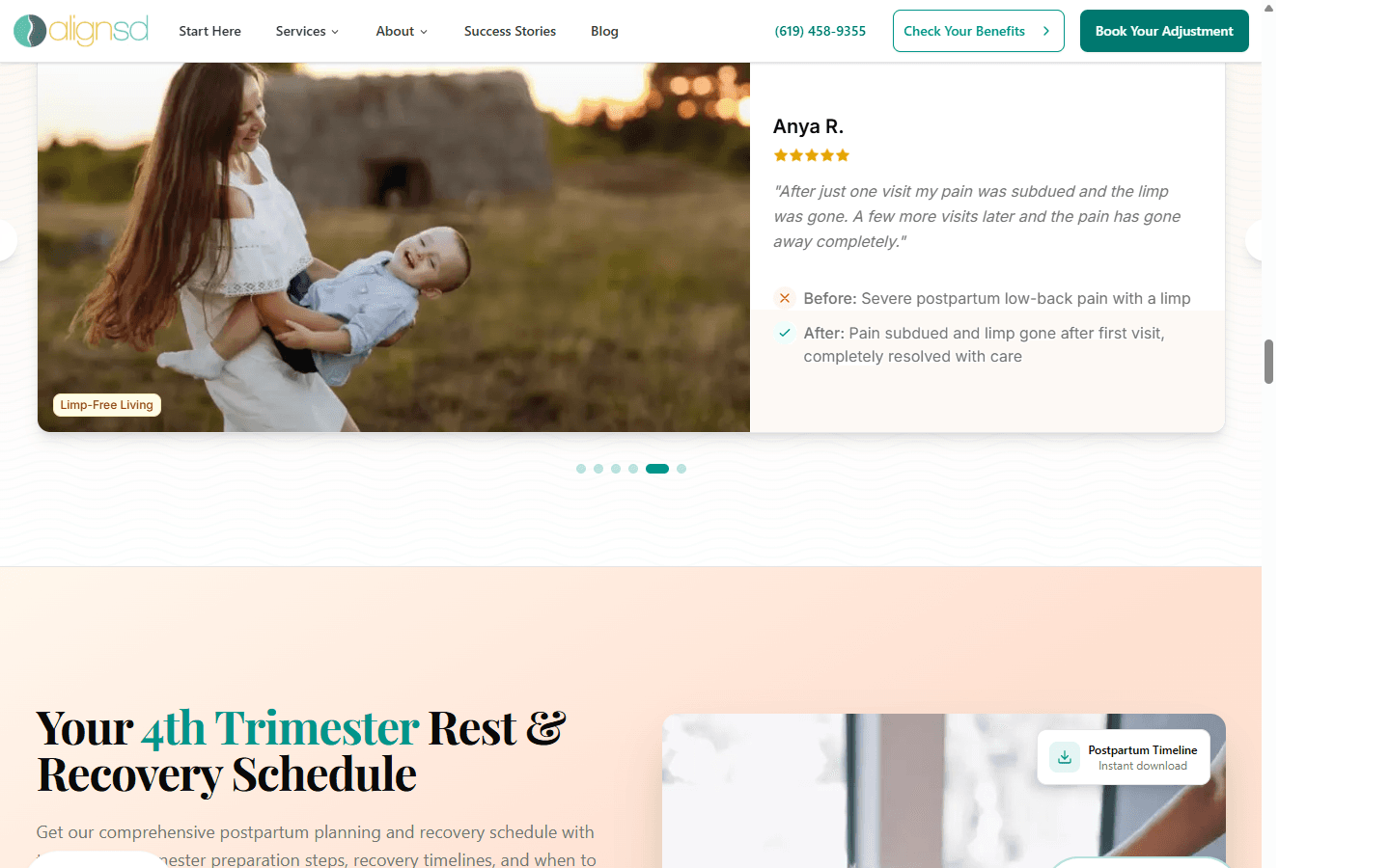 AlignSD testimonial carousel component